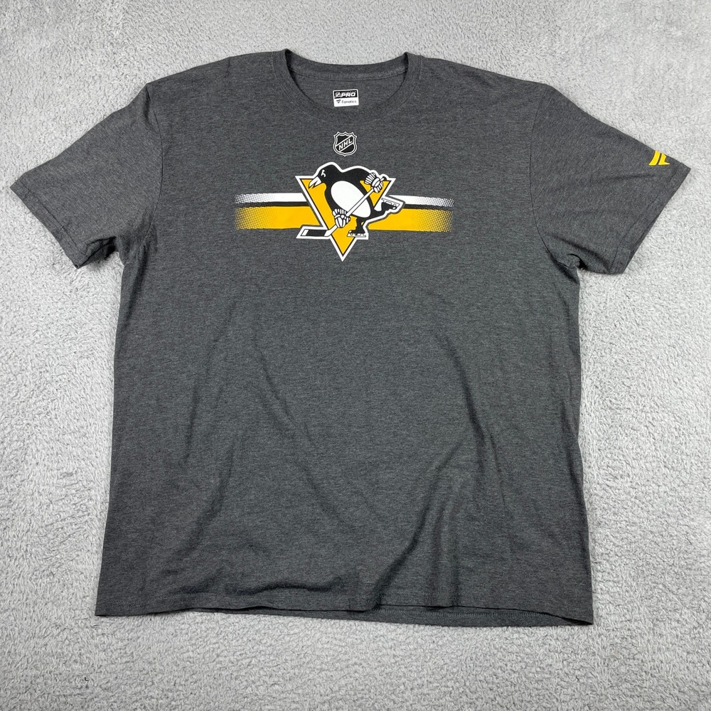Pittsburgh Penguins Shirt Mens 2XL Gray NHL Hockey Tee Fanatics Authentic Pro